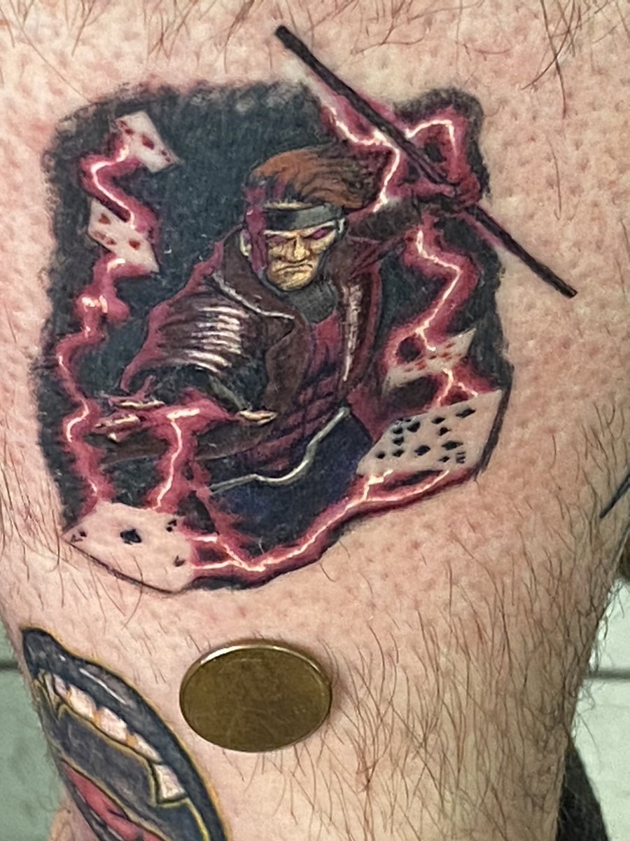 mindfawk's tweet image. New tattoo last night! #Gambit #tattoos #marvel #jimlee #aztlan #UVink #uvtattoo #xmen #sundayvibes