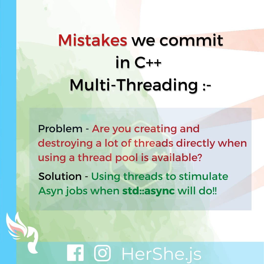 HersheJs's tweet image. Multi-Threading in C++
#cplusplus #cpluspluscode #cplusplusprogramming #MultiThreading #threads #backenddeveloper #coding #codingisfun #codinglife #coder #FrontEndDeveloper #FrontEndDevelopment #womenwhocode #womenintech #womendeveloper #SoftwareEngineering #HerShejs #Engineering