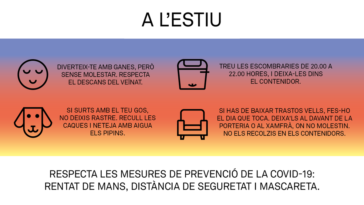 bcn_ajuntament's tweet photo. 👨‍👩‍👧‍👧 ⛲Ara que ja pots gaudir dels carrers, ajuda'ns a mantenir-los nets i agradables per a tothom!
És molt fàcil #ConviureBCN!
https://t.co/gddertadH3 https://t.co/rywIsUaPhY