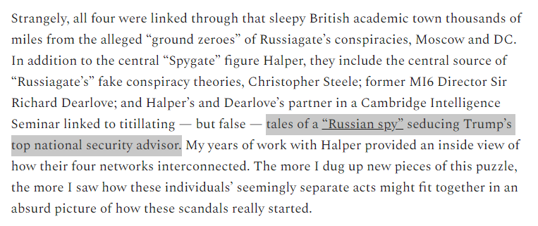 And as we all know by now, this alleged 'Russian spy' who supposedly 'seduced' Trump's former National Security Advisor,  @GenFlynn, is former Cambridge Russian research fellow  @RealSLokhova, who Halper picked to be a patsy for his fake leaks in the media targeting General Flynn.