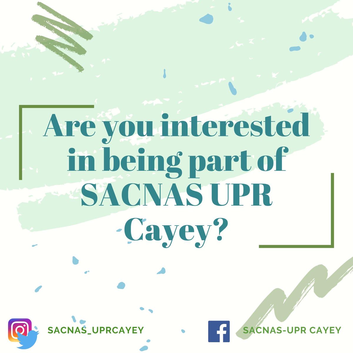Are you interested in being part of SACNAS UPR Cayey Chapter? 
Do you know how?

We are very excited for you to become part of our SACNista family.  
We have created a google form to facilitate your registry to our chapter.
