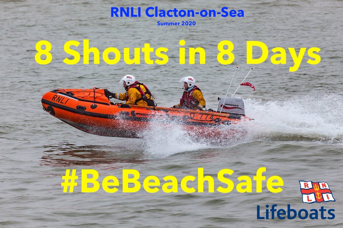 A really busy period for our volunteer crew at Clacton-on-Sea RNLI Lifeboat station, seeing us called out 8 times in the last 8 days. During this busy time, please remember to read our guidance on being beach safe. Visit rnli.org/pages/beach2020

#BeBeachSafe #RNLI #Clacton