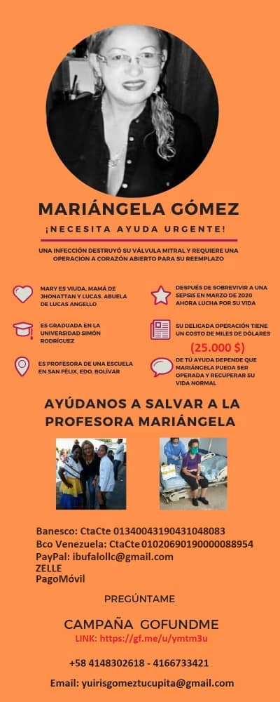 ElbaMarcano2's tweet photo. Ella es docente jubilada de la Gobernación del estado Bolívar y nómina del ME requiere de la colaboración de todos para salvar su vida. Toda una vida formando y hoy no puede costear una operación a corazón abierto. https://t.co/JOIKM93aXe