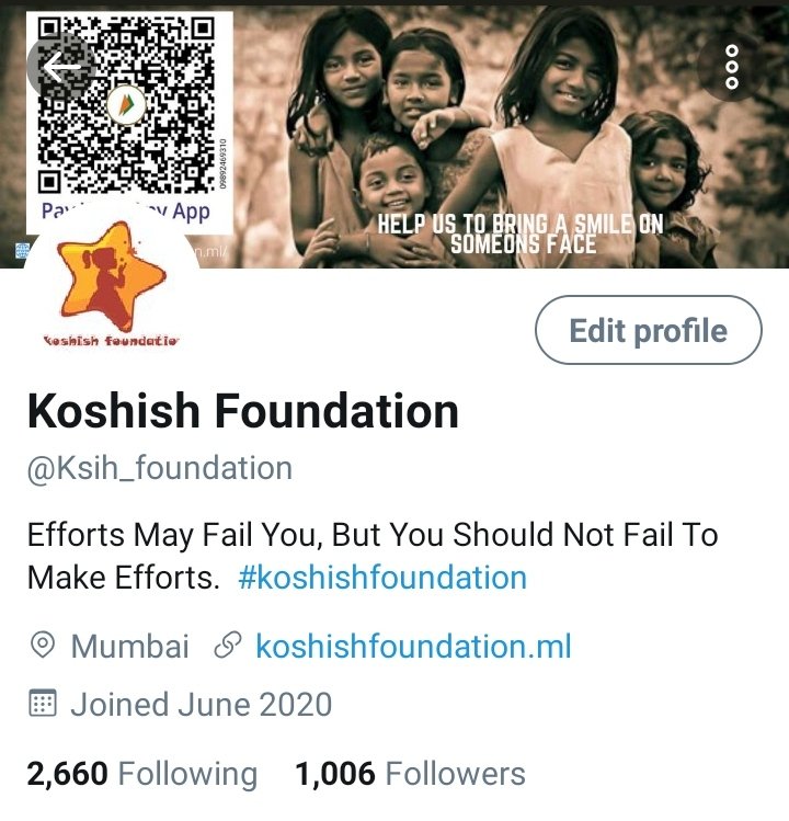 Hit 1K Followers Thank you Twitter Families. Each & Every One For The Support. As We Always Say Together We Can. 
#KoshishFoundationTeam
#1kcelebration 
#FeedIndia
#Humanity 
#helpinghands