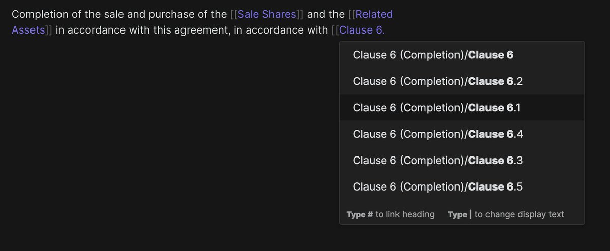 In my componentized world, I have a separate file for the definition of Completion. It uses backlinks ([[ ... ]]) to link to other definitions or clauses. The drop-down menu it generates is really useful too for cross-checks and fixing typos etc.