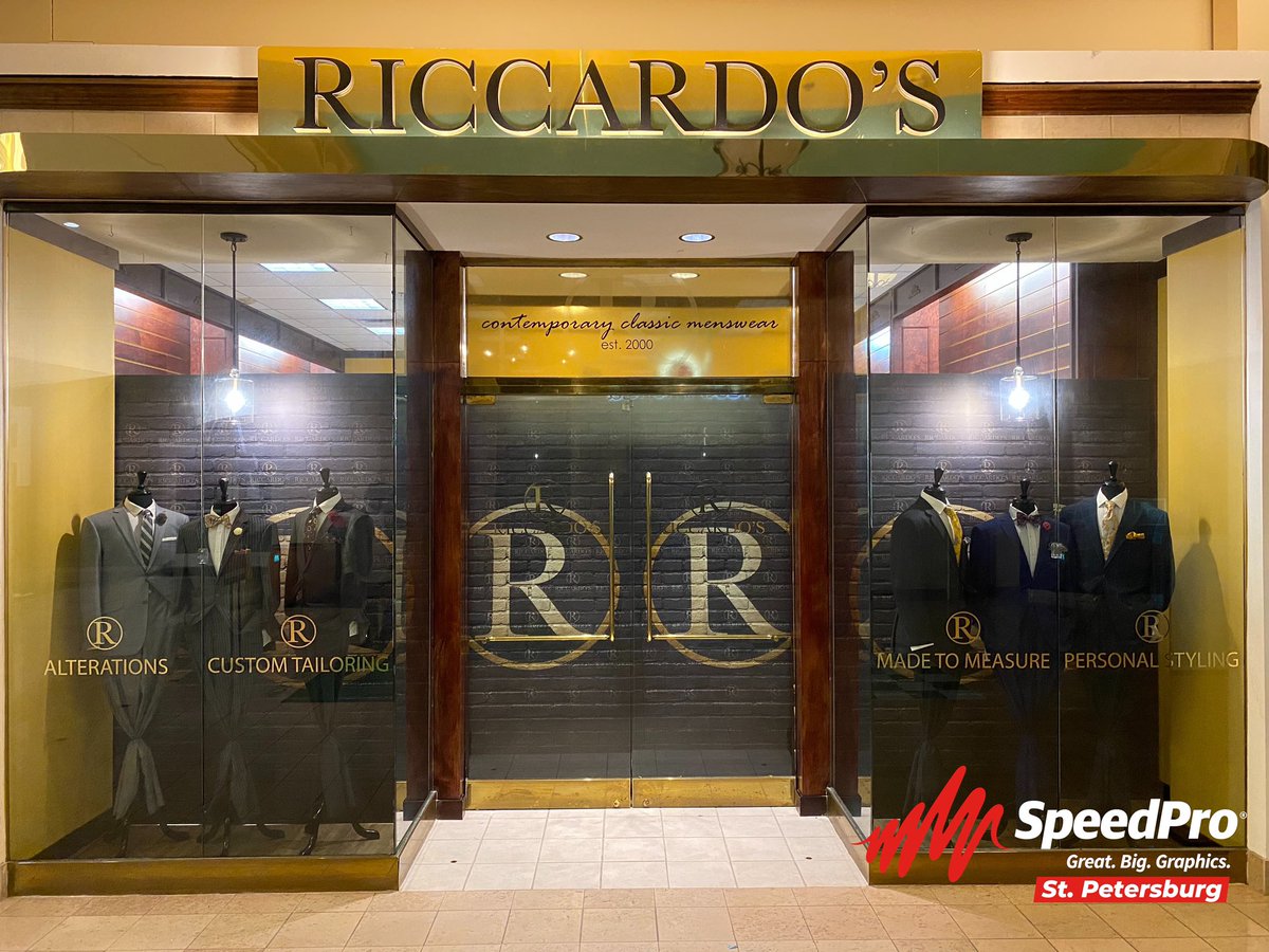 SpeedProStPete's tweet photo. We ❤️ how the new Riccardo’s storefront in @WestShorePlz turned out.   Designed, produced and installed all 100% in-house

#SpeedproStPetersburg #WePrintImagination #GreatBigGraphics #weprintoneverything #windowgraphics #dimensionalsigns #design #smallbusiness #BlackOwnedBusiness https://t.co/yHkkp44fs1