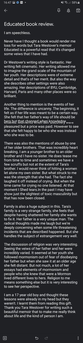 adil_masterLDE's tweet photo. And Miss Tara, if you come across this tweet I want to say thank you for writing such a beautiful memoir and how such a brave person you are. https://t.co/na4eZwkExp