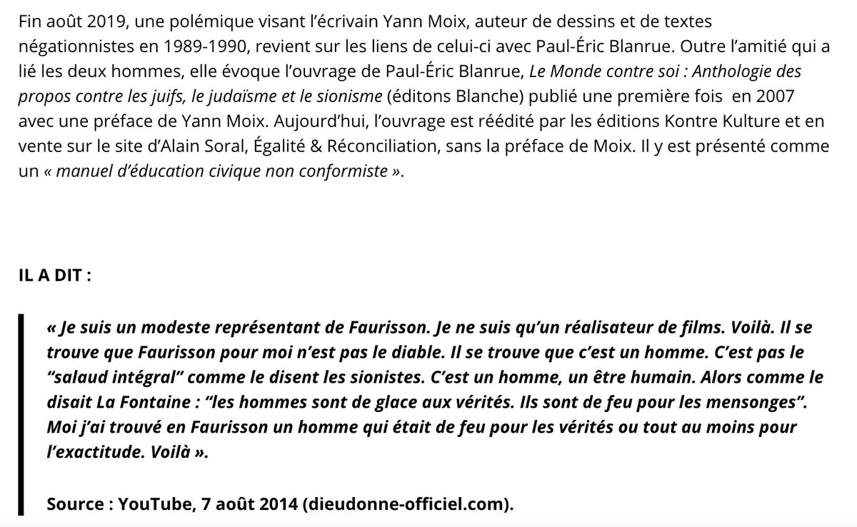  #SecteZ 5Le spectre politique des zets est aussi large que leur vampirisme médiatique, allant de l’extrême-droite (le négationniste P.-E. Blanrue, fidèle allié d’Henri Broch durant 12 ans !) à  @RichMonvoisin, vraiment de gauche et fatigué par l’invasion des zets ultralibéraux...