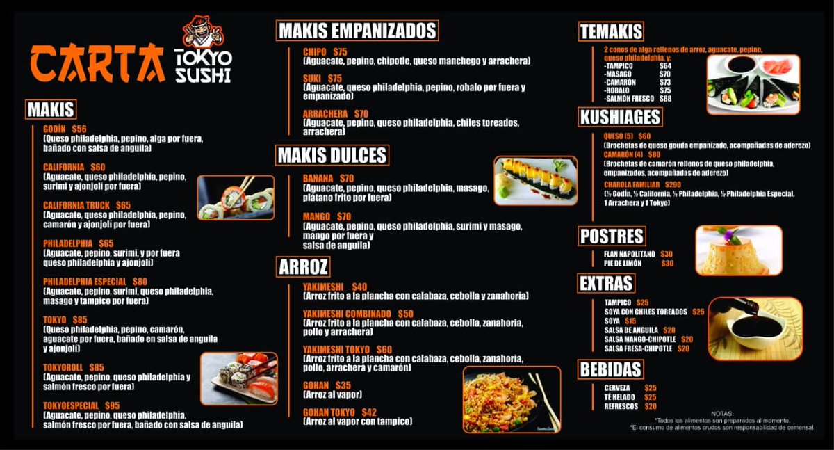 Beisbolpuro's tweet photo. TOKYO SUSHI PUEBLA

Arma tu combo: elige 2 platillos de toda la carta por $135. (SERVICIO a domicilio gratis)

Charola familiar $290.

Dirección: Camino Real a Cholula #4702 
Col. Santa Cruz Buenavista #Puebla 

Pedidos: 2227-287244

NO COBRAMOS EL ENVÍO A DOMICILIO https://t.co/8hIT6Z8dUp