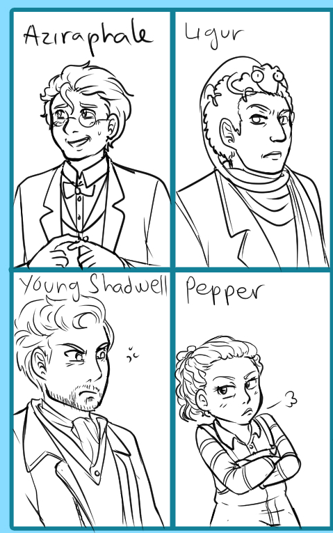 catofapocalypse's tweet photo. Favorite Character Meme (from DeviantArt)
A Thread
#goodomens #goodomensfanart #artmeme #favoritecharactermeme #crowley #aziraphale #shadwell #anathema #agnesnutter #ligur #madametracy #beelzebub #pepper #GOpollution https://t.co/55xHjrdUKC