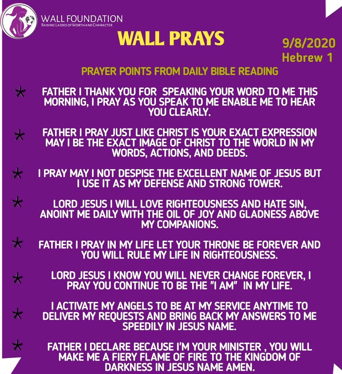 wallfoundations's tweet photo. Pause and pray. 

#wallfoundation
#wallfoundationshow
#wallmedia
#wallhouseofprayer
#raisingladiesofworthandcharacter. https://t.co/S0YU9UrSCr