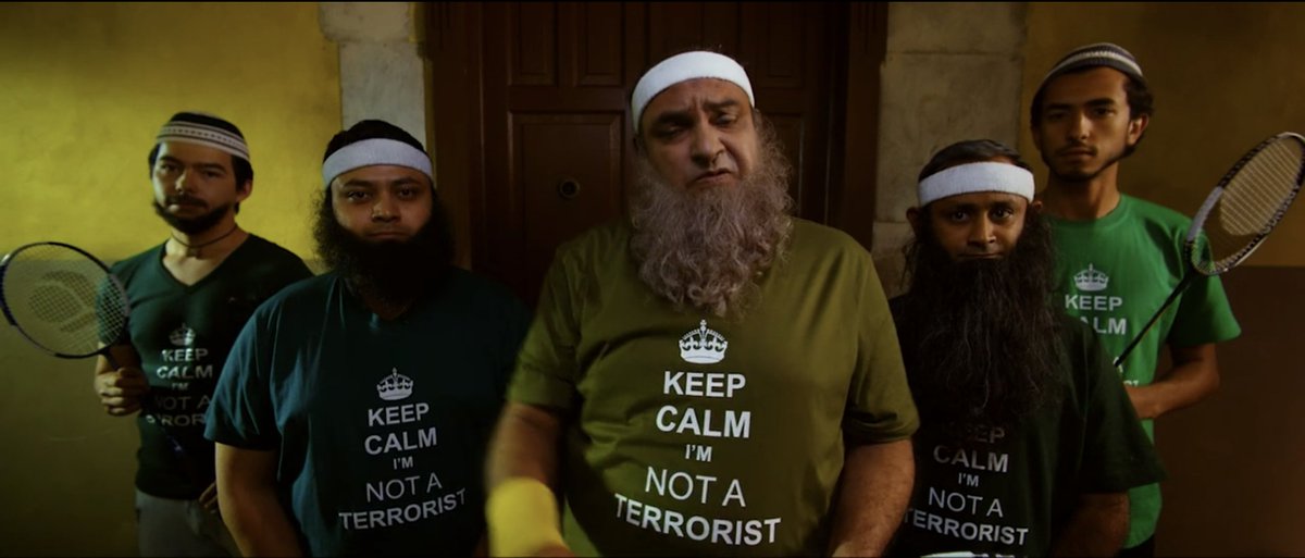 Later on a bunch of Muslims turn up and they too are badminton fans. The Keep Calm idea came from something similar I saw on the Tube in London. Writer  @PuneetKrishna  (second from right) in a cameo.