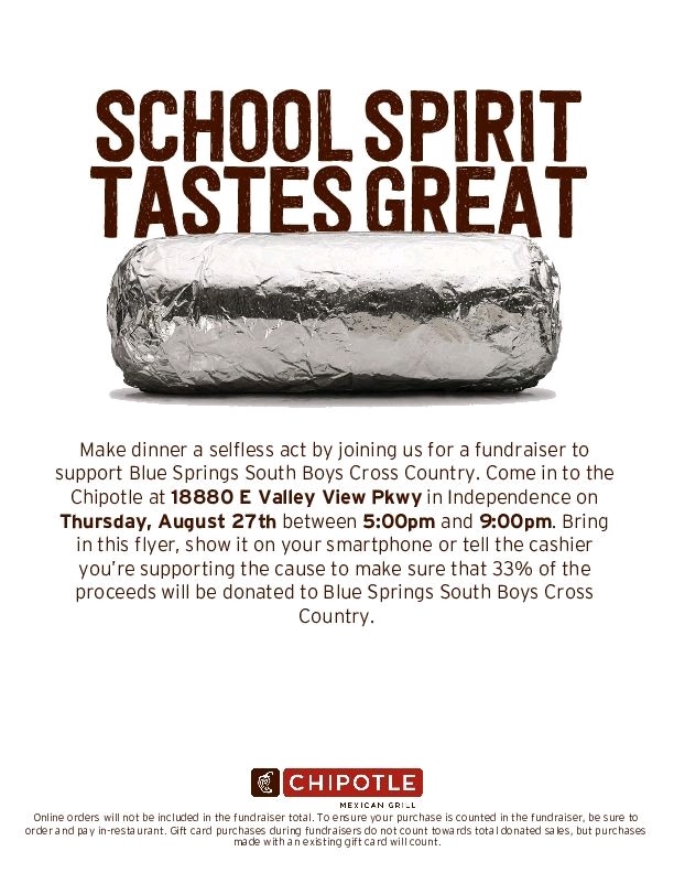 kyle_kplummer's tweet photo. Help support the Blue Springs South Boys Cross Country Team by getting some 😋 food.  It's a win, win all the way around! https://t.co/G1JiKHh4Uh