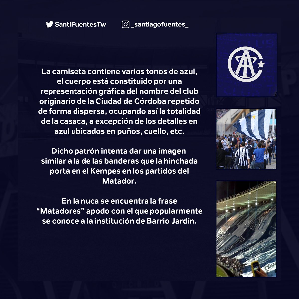 SantiFuentesTW's tweet photo. Away Jersey @CATalleresdecba 🇦🇷
¡Espero que les guste este diseño de parte de un hincha!
¡RT/FAV se súper agradece!
#Talleres #TalleresdeCordoba #Cordoba #Matafor #Albiazul #LaT https://t.co/n7ydPVA7gW