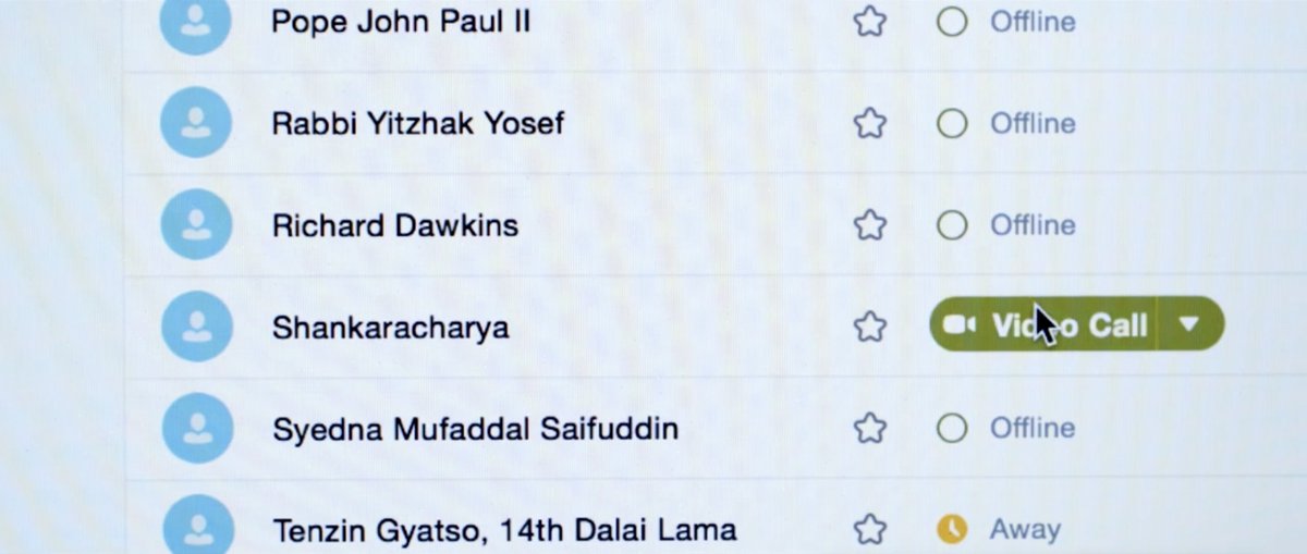 The good Imam's Skype list had all the heads of religions of the time... and Richard Dawkins.