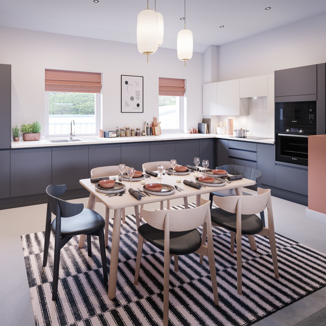 Muted greys with sleek integrated appliances. Kitchen envy. All designed and brought together by <a href="/HowdensJoinery/">Howdens</a> and <a href="/StudioKIND_/">Karen Nairstone</a> 

#steenbergsyard  #ouseburn  #newcastle #riversideliving #newhomes #newbuild #kitchendesign #kitchenenvy #kitcheninspiration