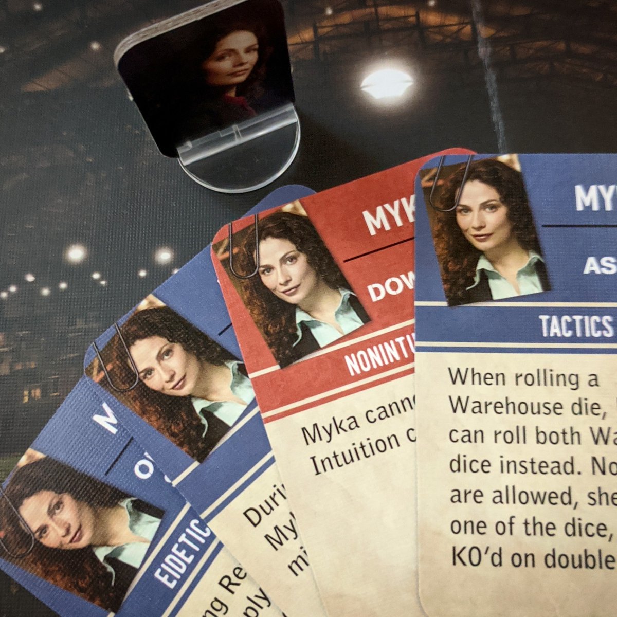 Infn8Dreams's tweet photo. Myka starting cards in Warehouse 13: The Board Game. Check k it out for a total thematic experience. #warehouse13boardgame #warehouse13 #infinitedreamsgaming #bgg #boardgamegeek #newgames #hiddentraitor #loyalagent #Kickstarter #newgames https://t.co/Tv8bz9ptrx