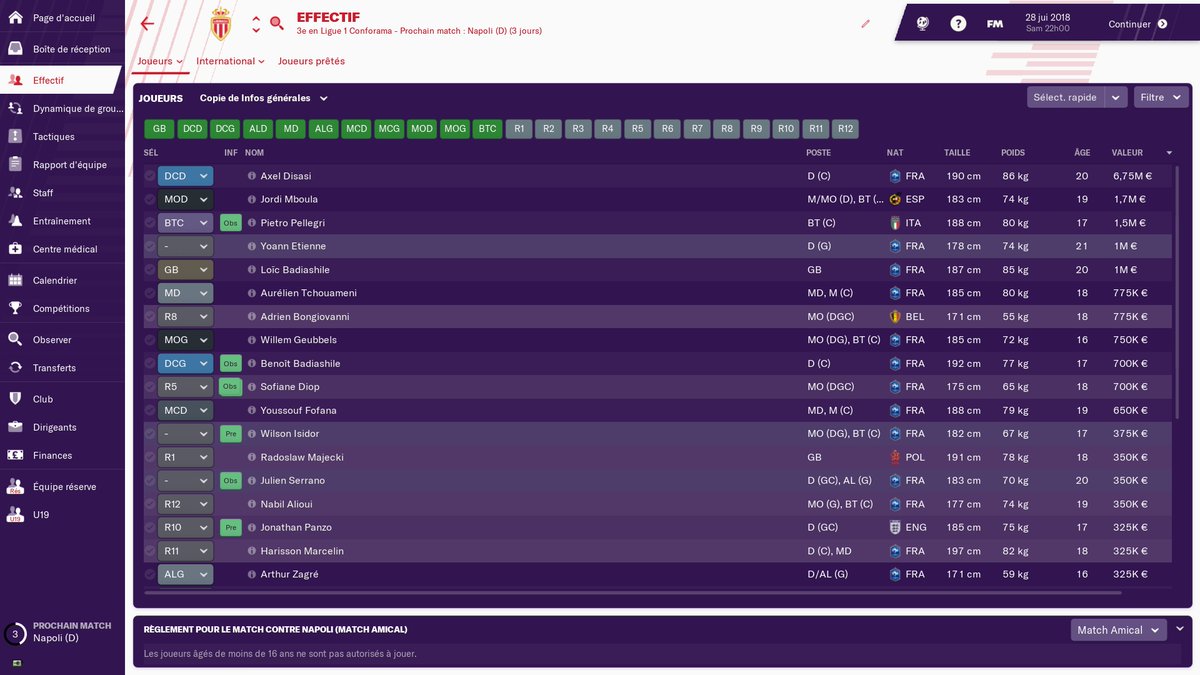 AlyumdrA's tweet image. [THREAD] NOS JEUNES ONT DU TALENT (ou pas) !!!

15 jours de vacances à la maison, on va donc s'occuper avec une partie de #FM19 (j'ai pas le 20) en jouant avec l'@AS_Monaco et uniquement les -21ans de l'effectif !

0 transfert possible, voyons ou ça va nous mener tout ça... 🤔