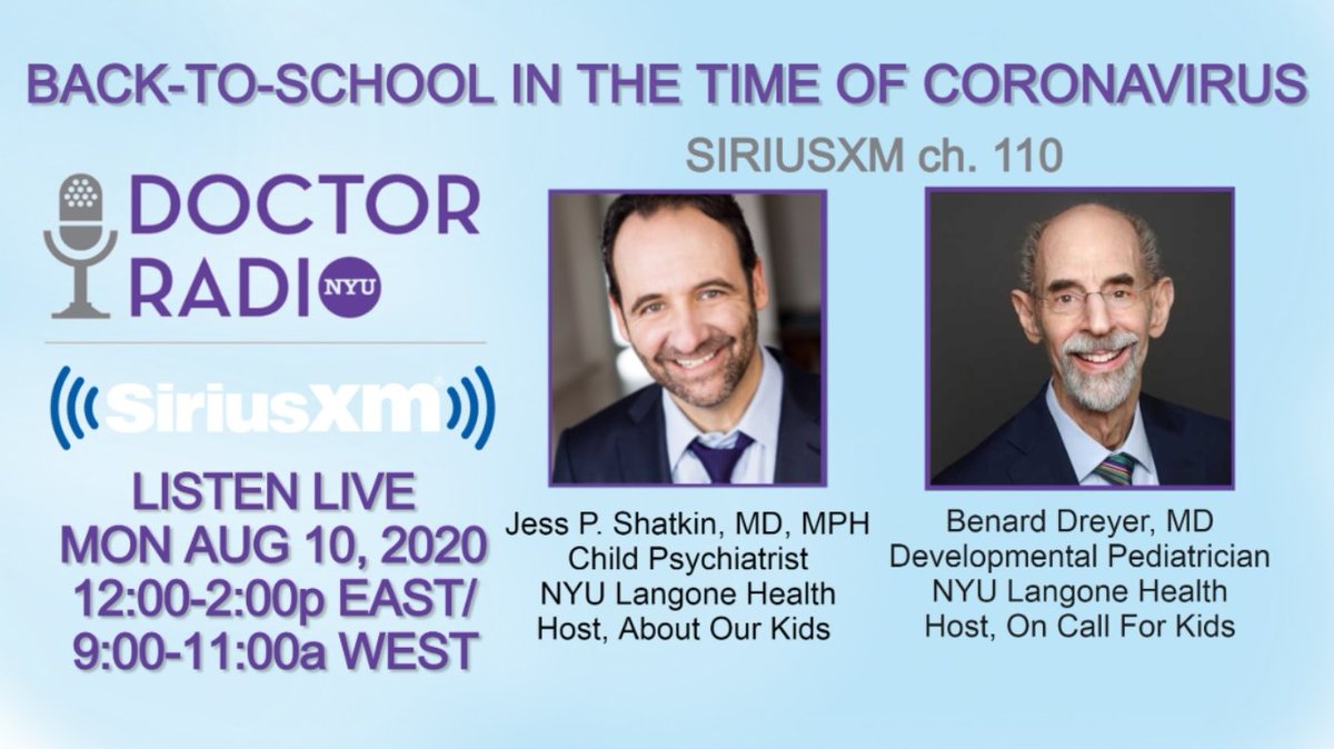 Tune in for a Doctor Radio <a href="/SIRIUSXM/">SiriusXM</a> <a href="/nyulangone/">NYU Langone Health</a>  Special Broadcast on Mon 8/10 from 12-2pmET.