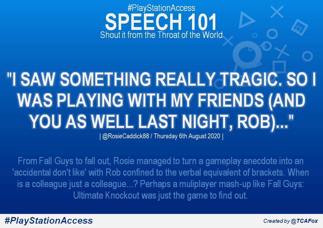 TCAFox's tweet photo. #SPEECH101 In a livestream that mentioned 'ball-bashing' at least twice, was it any surprise to see @RosieCaddick88 having her own quick below the belt jab at confirmed colleague @rob_pearson86...? #PlayStationAccess @PSACCESSFANS https://t.co/v3RSlzVsPv