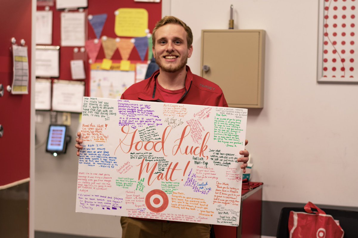 Matthew 😰 your presence will be deeply missed at T3236. #Congratulations 🎉 on your #promotion and continue to be the light that you are wherever you go. We will always love you here at #Freeport #Target <a href="/MattGiris04/">MG</a>