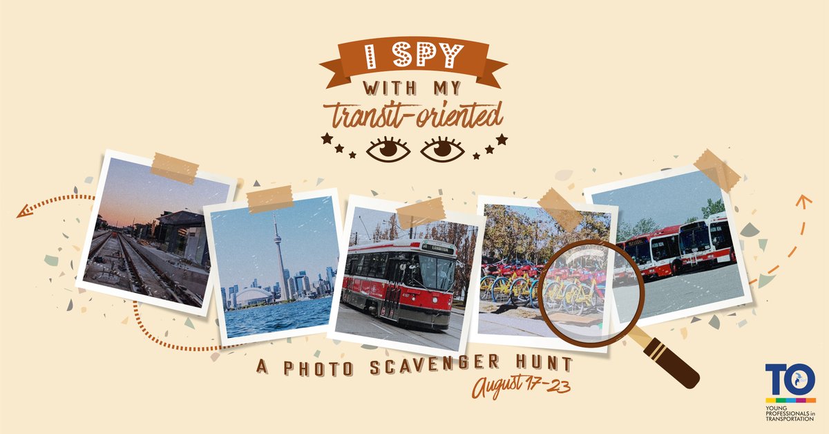 yptTO's tweet photo. I spy with my transit-oriented eye, something that is...
...a great way to show off your neighbourhood!

August 17-23, join us for a transportation-themed photo scavenger hunt!

https://t.co/YAlUe1Uk3y https://t.co/n1ka2WVLAy