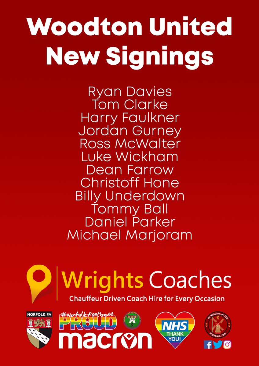 woodtonunited's tweet photo. You may have noticed we had a few new faces today... some are just trying us out, but some have signed for the 20/21 season! So... #WelcomeDavies #ClarkeSigns #HelloHarry #GurneyAnnounced #McWalterMcWelcome #OnTheBallTommy #MajorMichael #PentopaperParker #WickhamWelcomed..... https://t.co/rckQa6a9w9