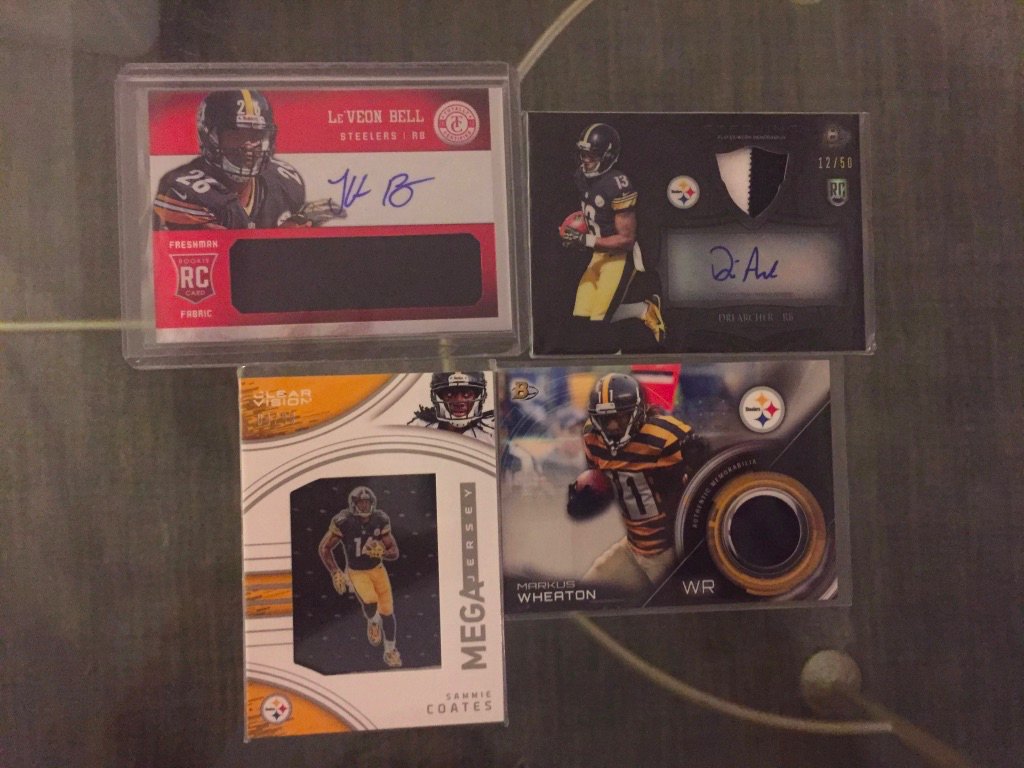 Steelers:Le’Veon Bell RPA /299: $40Dri Archer RPA /50: $5Sammie Coates relic /99: $4Markus Wheaton relic: $3