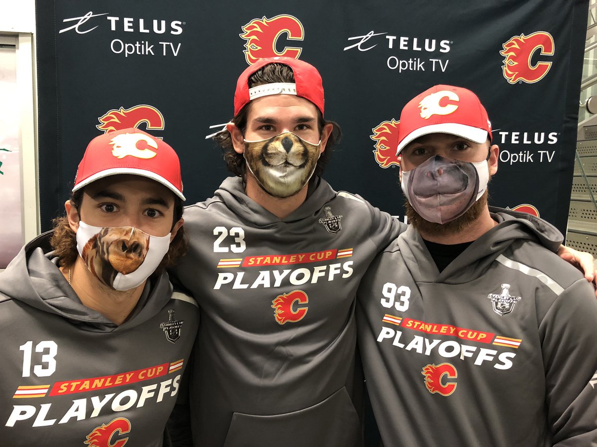 NHLFlames's tweet photo. Mask up. https://t.co/gRYMAPvmdP