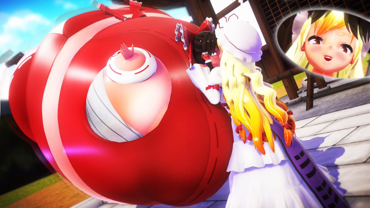 imbapovi on X: Reimu Hakurei didn't expect to become a huge red shiny  balloon! 🎈 Because Yukari Yakumo suddenly wants to do body inflation with  her! No refuse! She uses puffkiss -