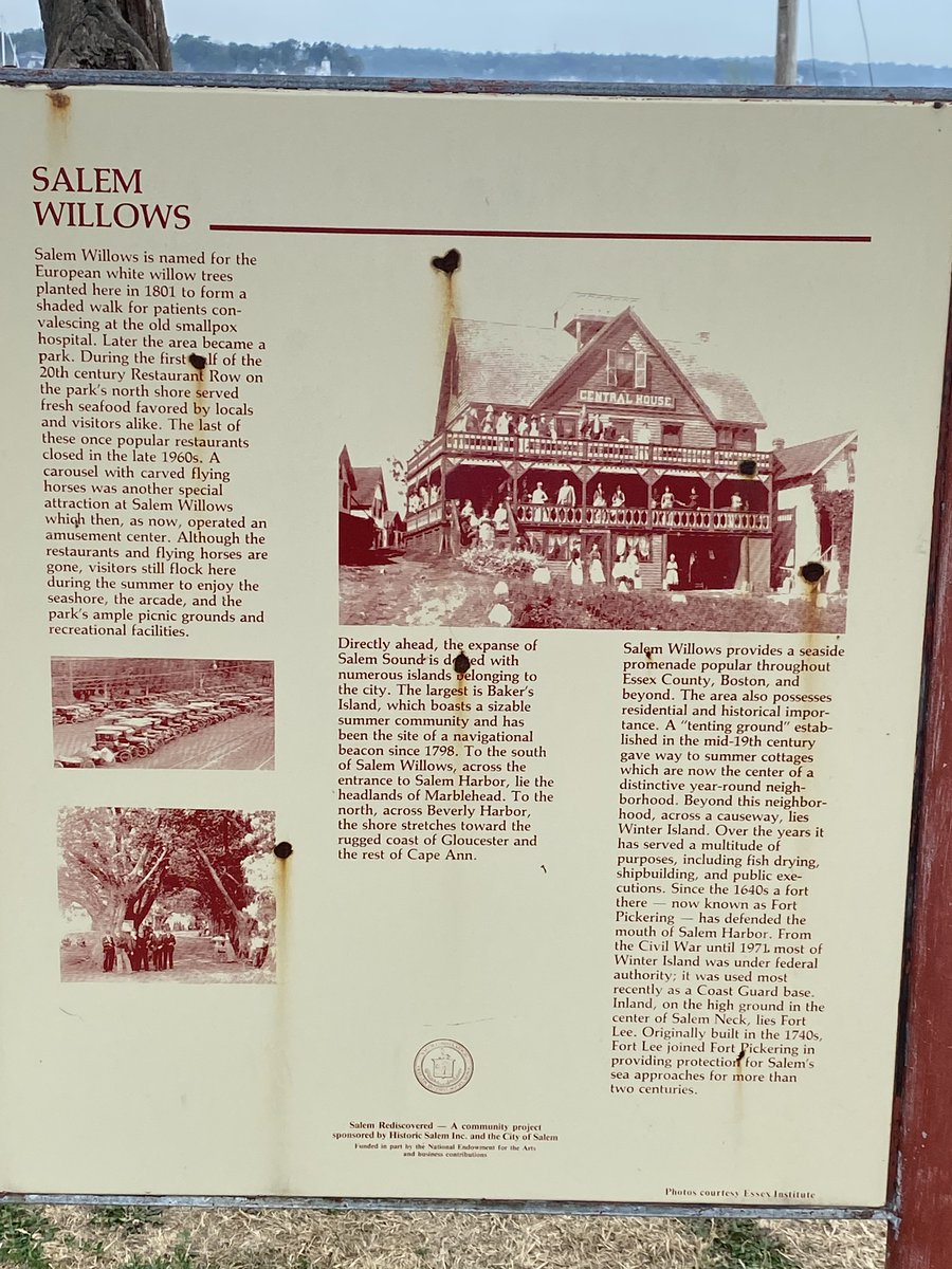 Salem Willows. An interesting lesson in how transportation policy has spillover effects. Decades ago, this was the northern terminus of the train line from Boston. An amusement park, including ferris wheel, roller coaster, and carousel grew up at the water's edge