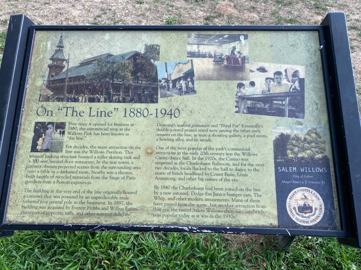 Salem Willows. An interesting lesson in how transportation policy has spillover effects. Decades ago, this was the northern terminus of the train line from Boston. An amusement park, including ferris wheel, roller coaster, and carousel grew up at the water's edge