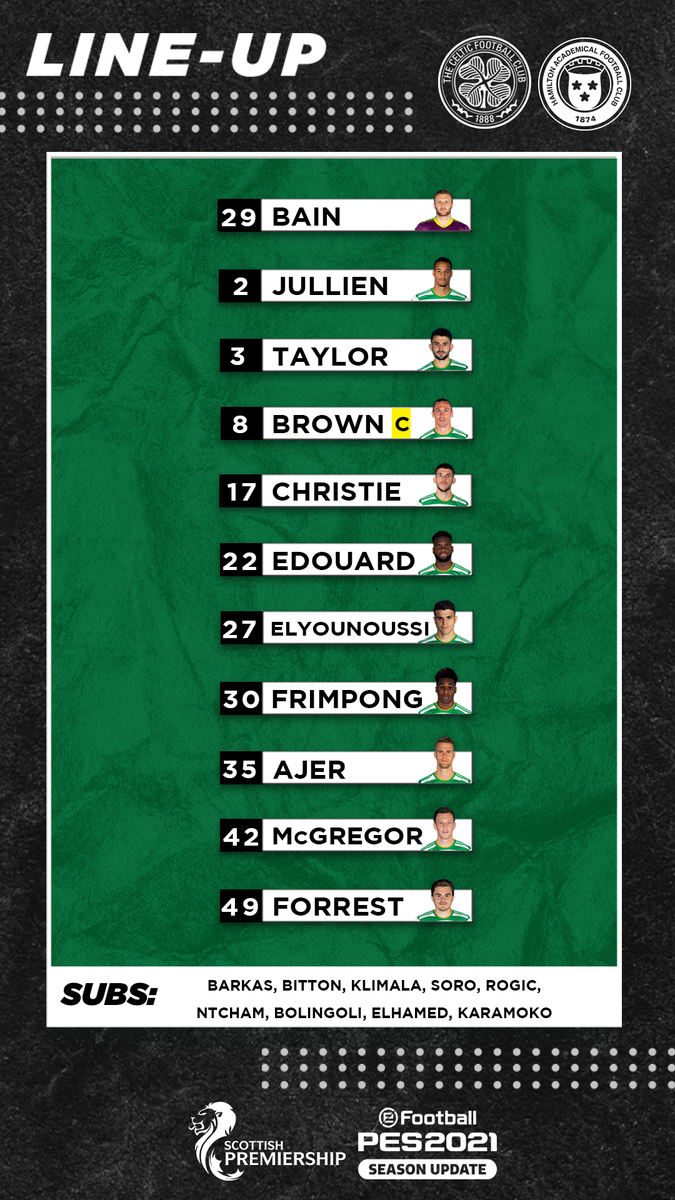 🚨 Team news 🟢⚪️

Our first competitive line-up of the season! 📋

#CELHAM #SPFL