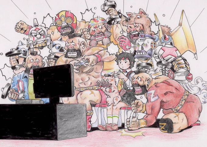 e-sports!
さくら??ザンギエフ ズ
#ストV
#格ゲーキャラ描こうぜ 
#ザンギエフ 
#アナログイラスト 