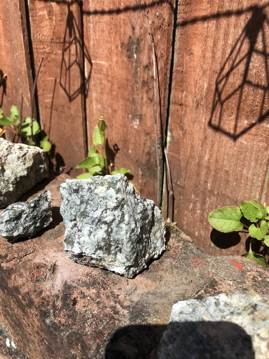 WGCG_UK's tweet photo. #stonesathome Perched on the garden wall; oldest stuff in England & Wales. #Neoproterozoic gabbro from Hanter Hill, Powys. Looking forward to going back there sometime soon. https://t.co/bMJLjEmeG6