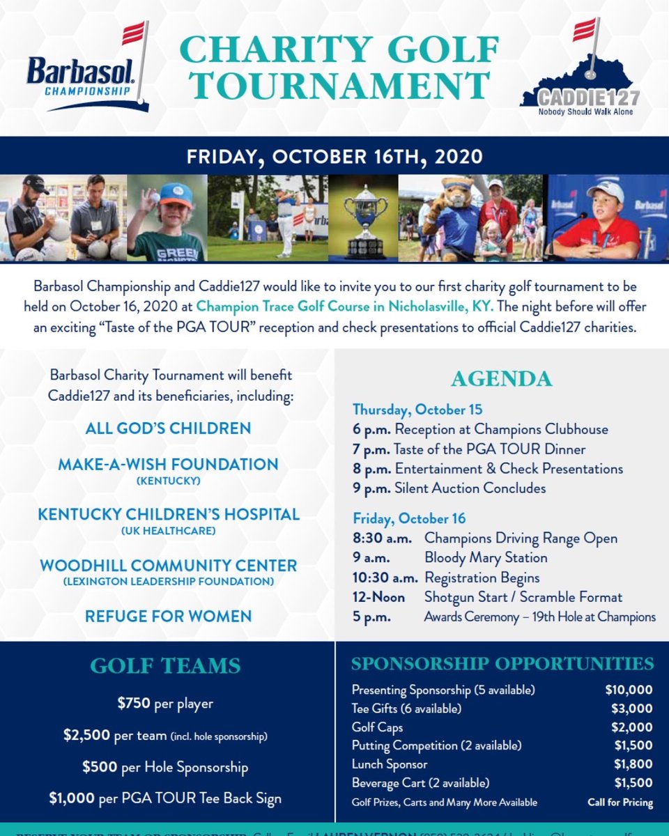 keenetrace's tweet photo. Coming this fall 🍂 We are so excited to be hosting the Barbasol Charity Golf Tournament at Champion Trace Golf Course. The tournament will benefit Caddie127 and will be an unforgettable experience you won’t want to miss! 💈 #barbasolchampionship #36holes1club https://t.co/co2B9Afr5Y