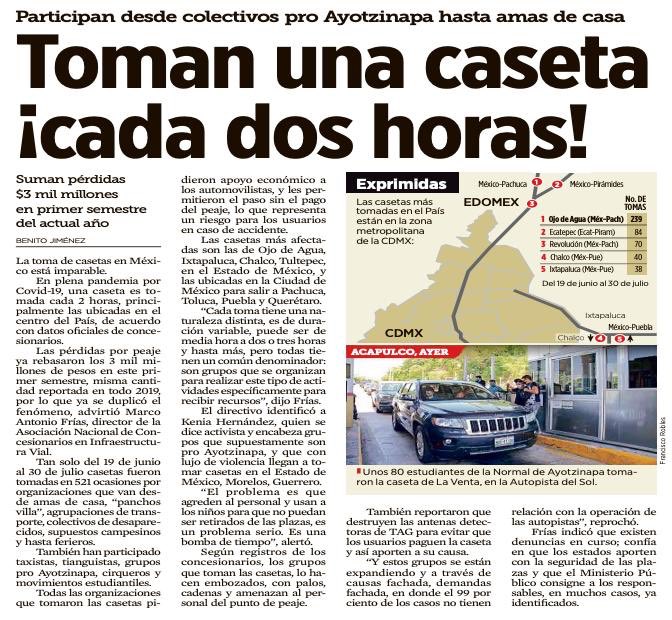 Toma de casetas en México