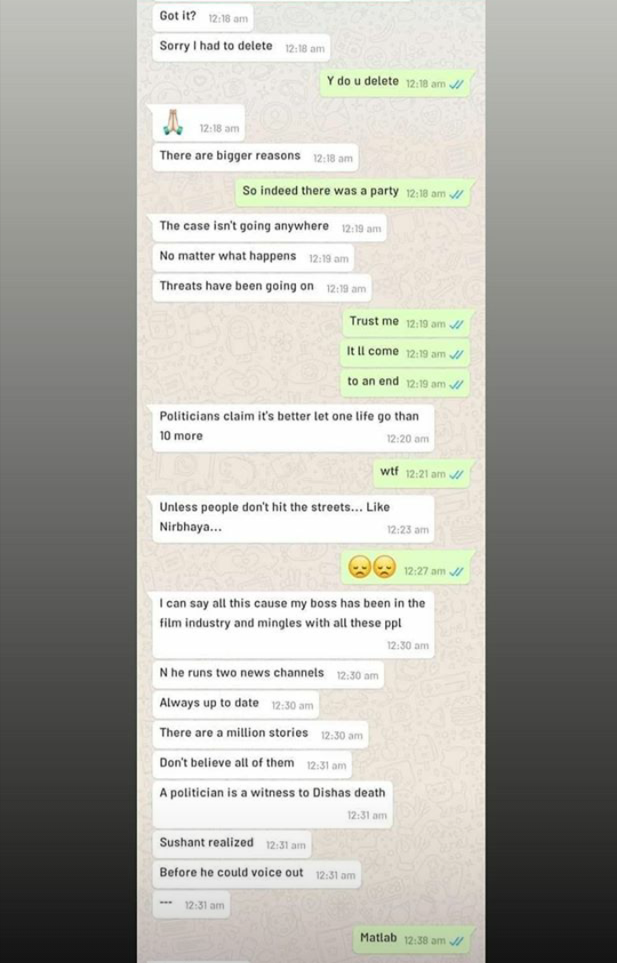 thakursumitoo9's tweet photo. #IndiaScreamsCBI4SSR
#DishaSaliyan 
It's clear from this chat that super level politics done in both cases. https://t.co/M8yZ9NVZBG
