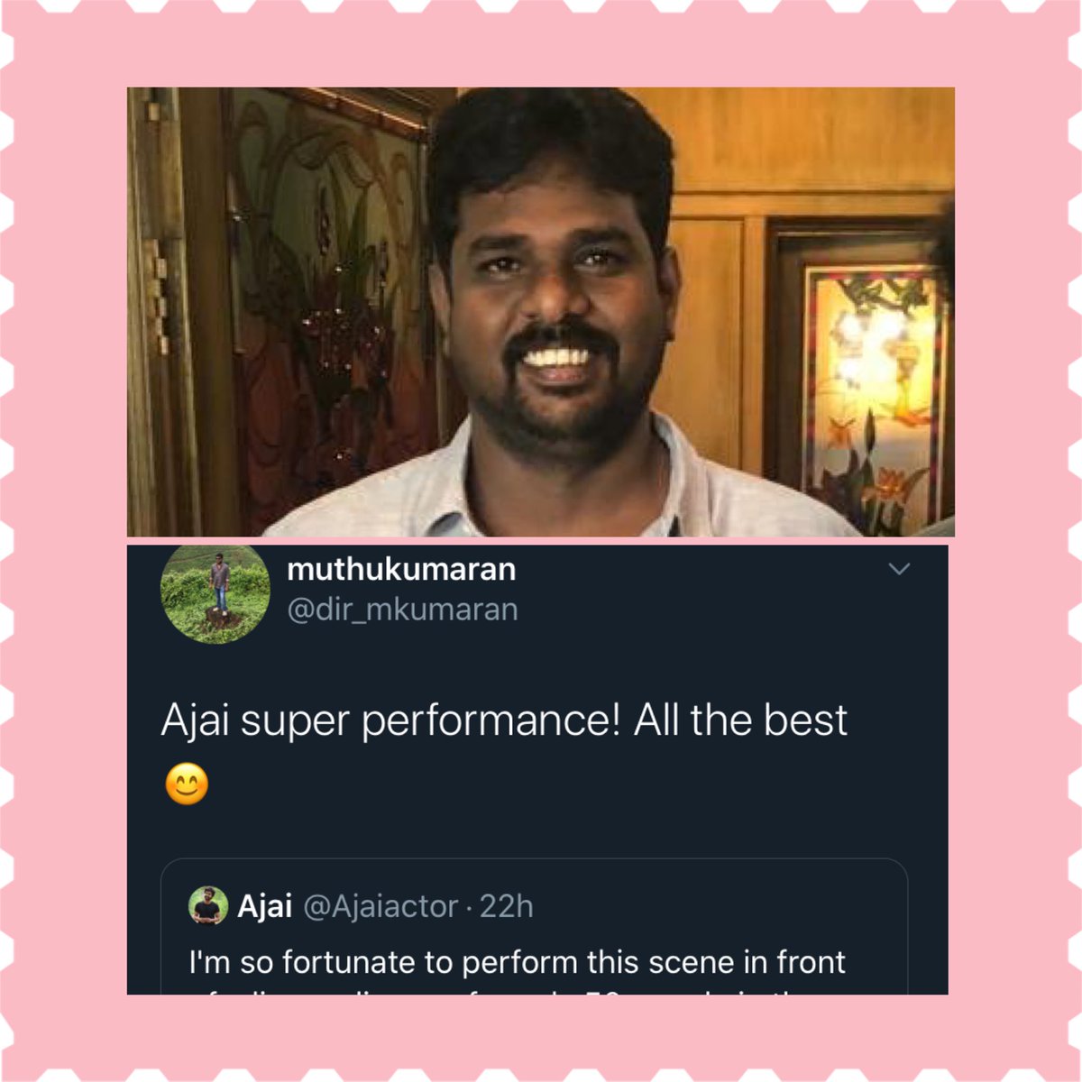 Ajaiactor's tweet photo. Thank you brother @dir_mkumaran for the love and support. ❤️ Means a lot for the small team. 😊🙏

#KaadhalumNaanum 
https://t.co/WkYeVA1muu
@Dir_SathishC @SenthilJip @Thedramaador @VishnuCithan @ShakthiArvind @Moviebuffindia @RIAZtheboss @CtcMediaboy @ganesh_madan https://t.co/KL6jN7cXZ9