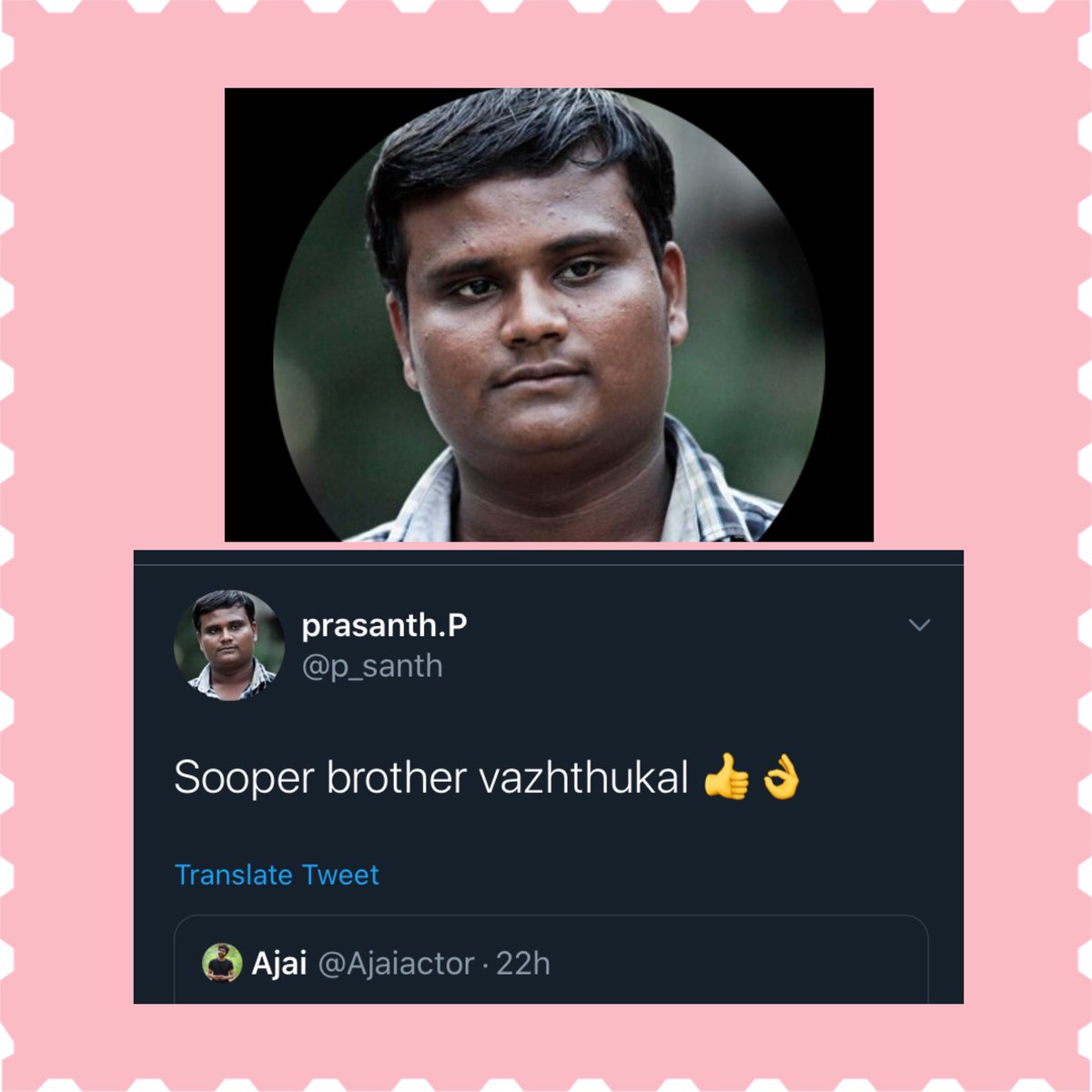 Ajaiactor's tweet photo. Thank you brother @p_santh for the love and support. ❤️ Means a lot for the small team. 😊🙏

#KaadhalumNaanum 
https://t.co/WkYeVA1muu
@Dir_SathishC @SenthilJip @Thedramaador @VishnuCithan @ShakthiArvind @Moviebuffindia @RIAZtheboss @CtcMediaboy @ganesh_madan https://t.co/j3ZwWViIYk