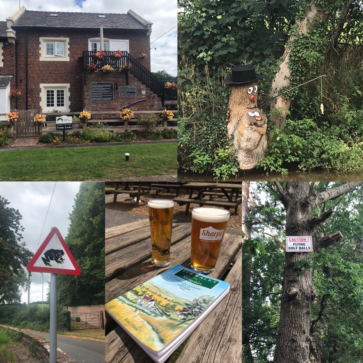 Churmo's tweet image. Another Shropshire pub walk ✅ Taking chances with golf balls &amp;amp; frogs but made it safely to the pub 🍻 #shropshire #shropshireunioncanal #pubwalks