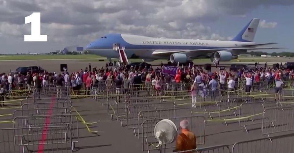 littlesoules's tweet photo. @BetteMidler Who’s the WH trying to fool?
Picture 1: Actual crowd in Tampa yesterday taken by media.
Picture 2: Image of the event released by the White House.
Pictures 3 and 4: A closer look at the Photoshop (cut and past) to make the crowd look bigger. photos borrowed fromJim(@CommentOnTWLB https://t.co/V7401O3BeW
