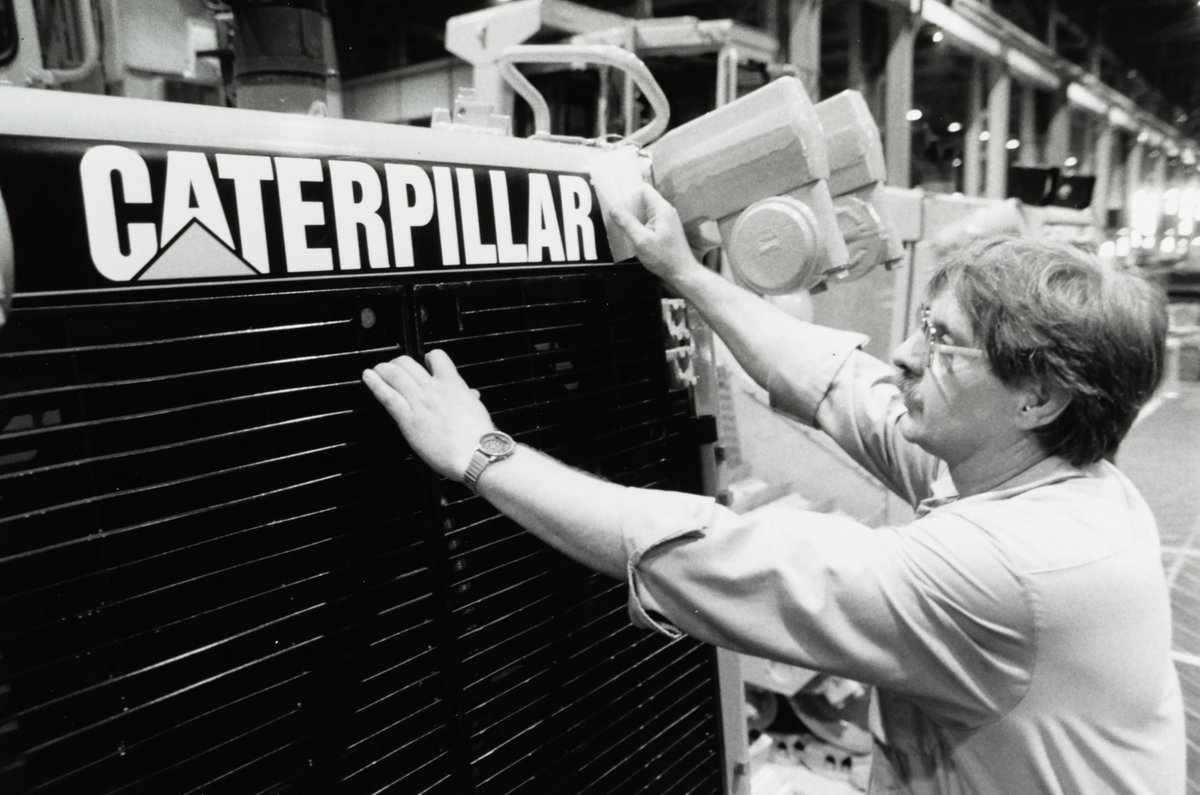 CaterpillarInc's tweet photo. 110 years ago today Benjamin Holt, founder of one of our parent companies, registered a trademark for track-type tractors and combine harvesters with the U.S. Patent Office. The trademark was "Caterpillar." Find out how the name came about: https://t.co/yAx5vA3BnL #Caterpillar95 https://t.co/z0HF9XOrq9