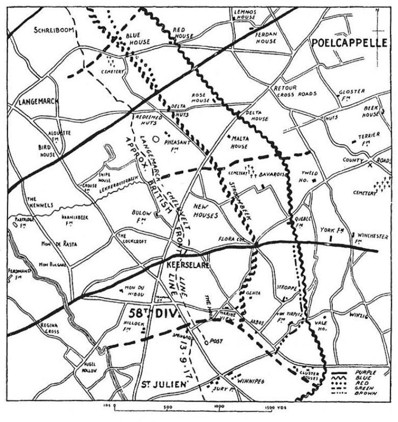 The positions at Poelkapelle. Allies left. Germans right.