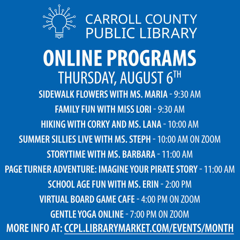 LibraryCCPL's tweet photo. Join the library here on Facebook every day of the week for online programming! Take a look at what is coming up this week. 8/3 - 8/9 https://t.co/5AhF8misIY https://t.co/yoicxAJe33