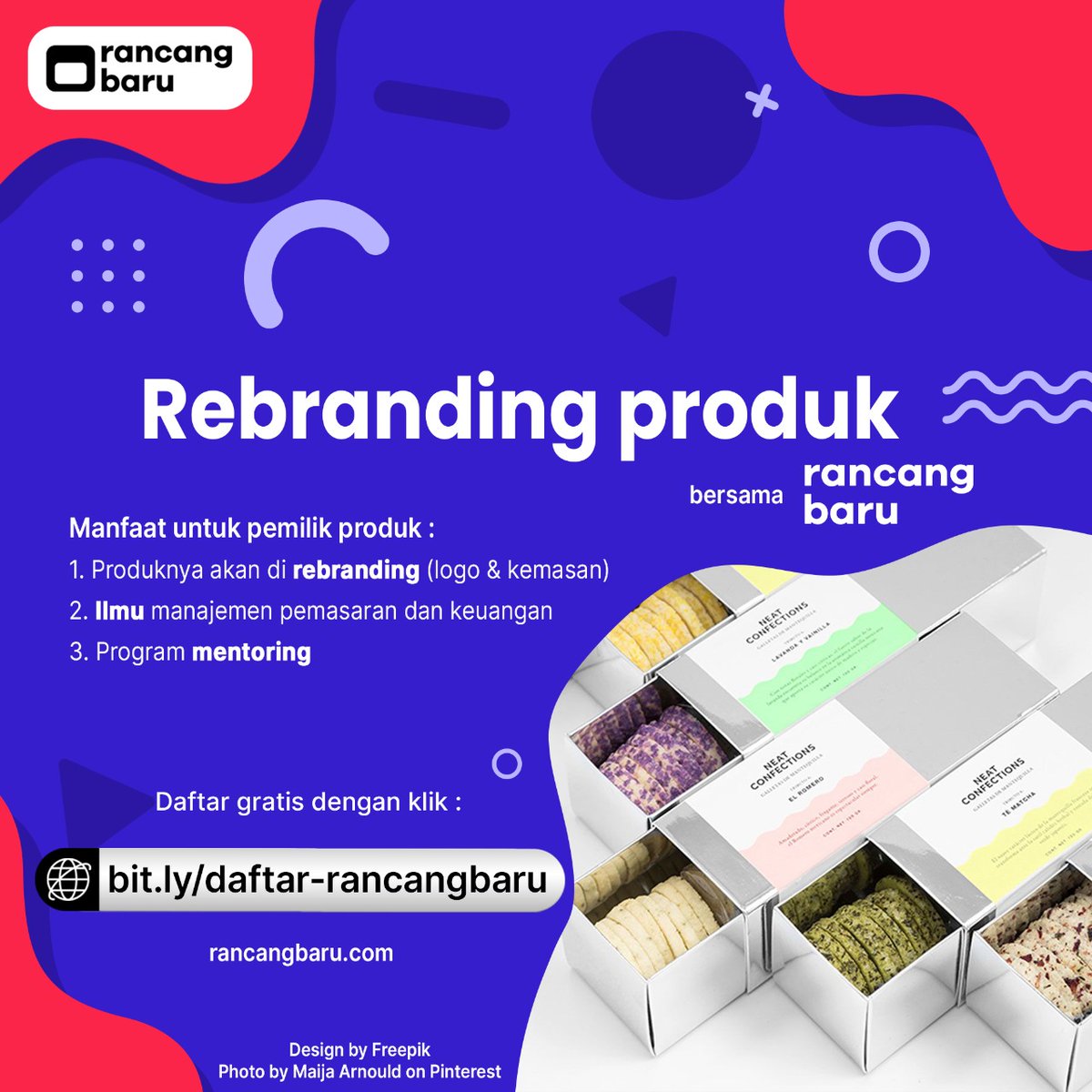 Halo! Rancangbaru mencari 10 produk usaha ultra mikro dan mikro di bidang fnb &amp; pertanian untuk di rebranding, gratis. Jika memiliki rekan yang membutuhkan, mohon berkenan meneruskanya. bit.ly/daftar-rancang… - rancangbaru.com

<a href="/emakWulan/">Mak Coach</a> <a href="/Strategi_Bisnis/">Strategi + Bisnis</a> <a href="/YukBisnisCom/">Yukbisnis.com</a>