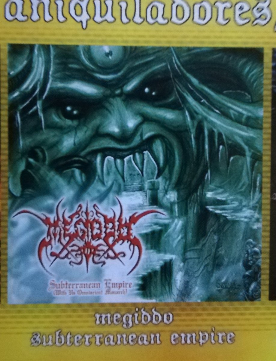 OldPubl666's tweet photo. Megiddo
"Subterranean Empire: Whit Us Omniscient Monarch"(2003)

https://t.co/XgPuxzGwGd

Debut album by the Chilean Blackers. Color advertising in an old metal magazine. https://t.co/c8vJXsrKnE