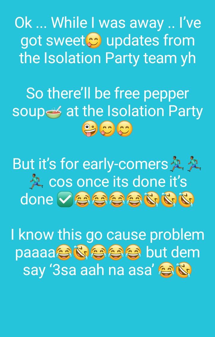Nii_Ayitey__'s tweet photo. #IsolationParty on 08/08/2020

Make your reservations real quick via Dm or 0508465896
Ladies: 15gh
Gents: 30gh

We admitting at least 50peeps, so look sharp. https://t.co/tq550TmJaW