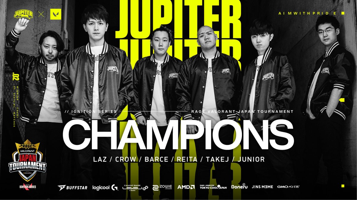 zetadivision's tweet image. ⚡『#RAGE #VALORANT JAPAN TOURNAMENT』

We are the Champion🏆

Our second straight victory of Japan's official VALORANT tournament👑👑

This is how it's done.

#JUPWIN