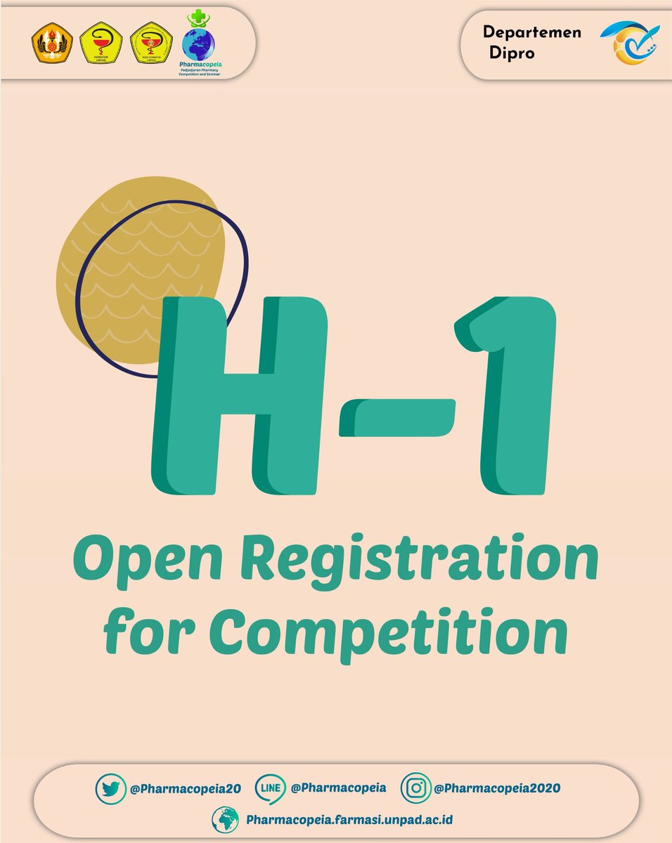 [ H-3 2 1 Lomba Pharmacopeia 2020✨]

Semakin dekat dengan perlombaan Pharmacopeia 2020. Siapkan diri kalian untuk berkompetisi di perlombaan Pharmacopeia 2020☺✨